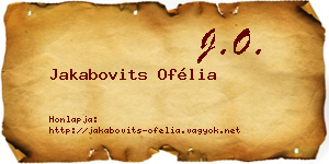 Jakabovits Ofélia névjegykártya